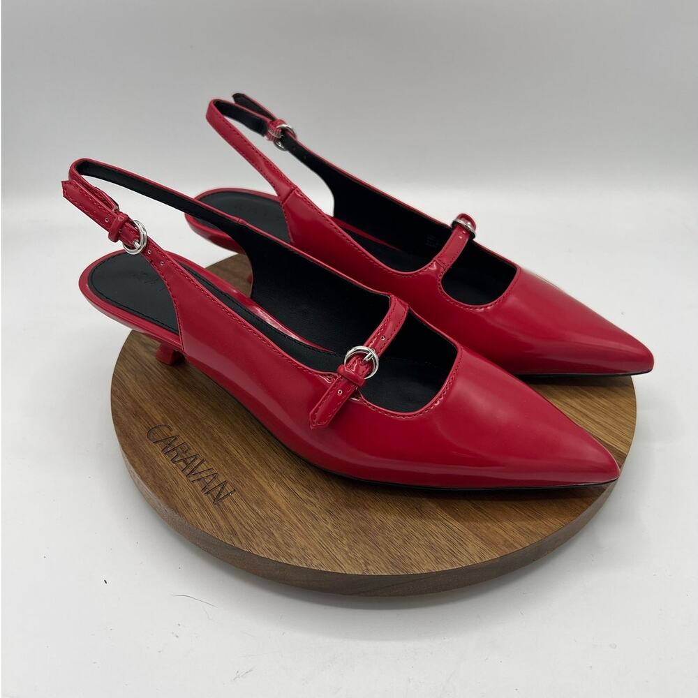 Katy Perry The Micro Heel Sling Back Pumps - Red, Size 8M - Picture 2 of 9